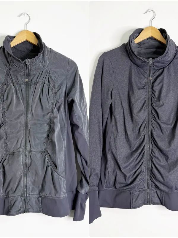 Lululemon Reversible Zip Jacket Gray Ruched Yoga Jacket Size 10 - Image 2