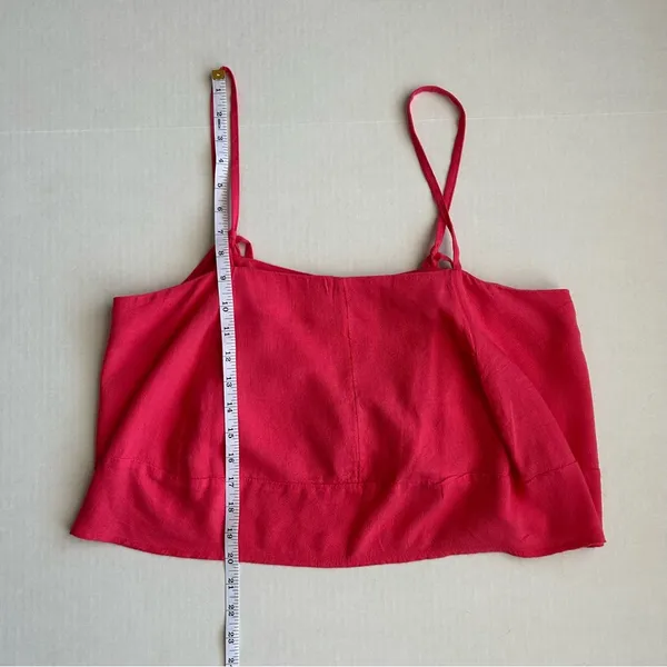 Free People Pink Linen Blend‎ Cropped Camisole Top Button Back Small NEW - Image 5