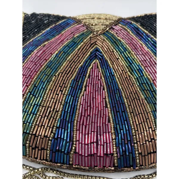 VIntage 1980s La Regale Beaded Art Deco Flapper Geometric Purse - Image 7