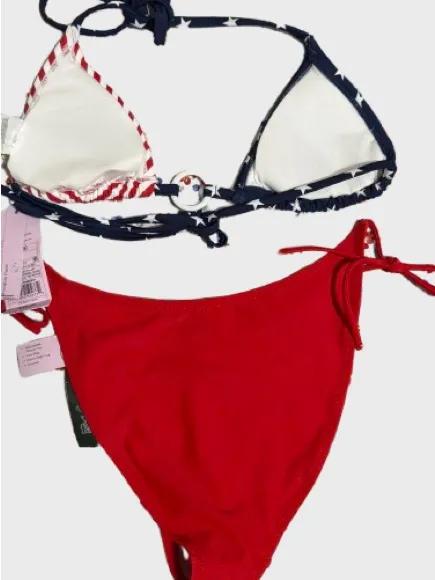 wild fable Red, Navy & White Star-Stripe Triangle Bikini - Image 4