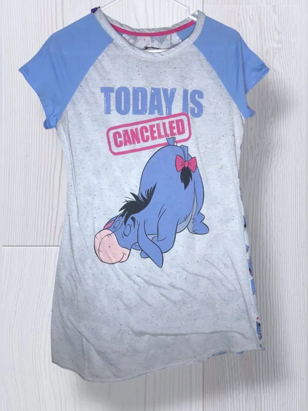 DISNEY Winnie The Pooh Eeyore "Today Is Cancelled" Raglan Nightgown - Image 3