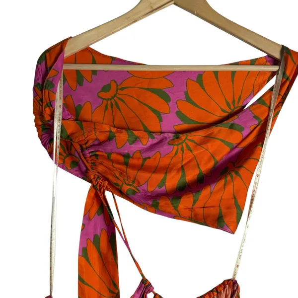 Farm Rio Copacabana Orange Printed One Shoulder Cut Out Maxi Dress Size Large - Image 15