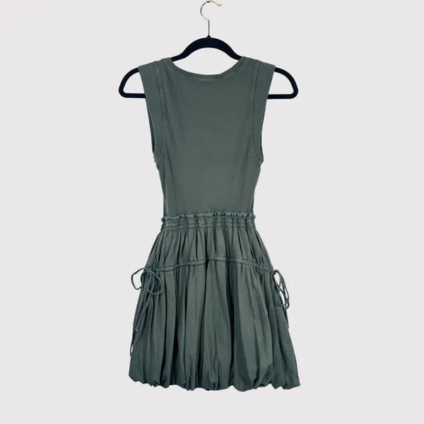 Anthropologie Daily Practice Mini Dress Green Bubble Ribbed Tank Stretch 2XS XXS - Image 3