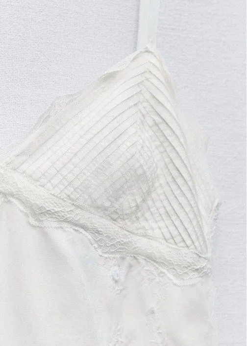 NWT❗️ Zara Embroidered Short Dress with Lace Detail White Size L - Image 9