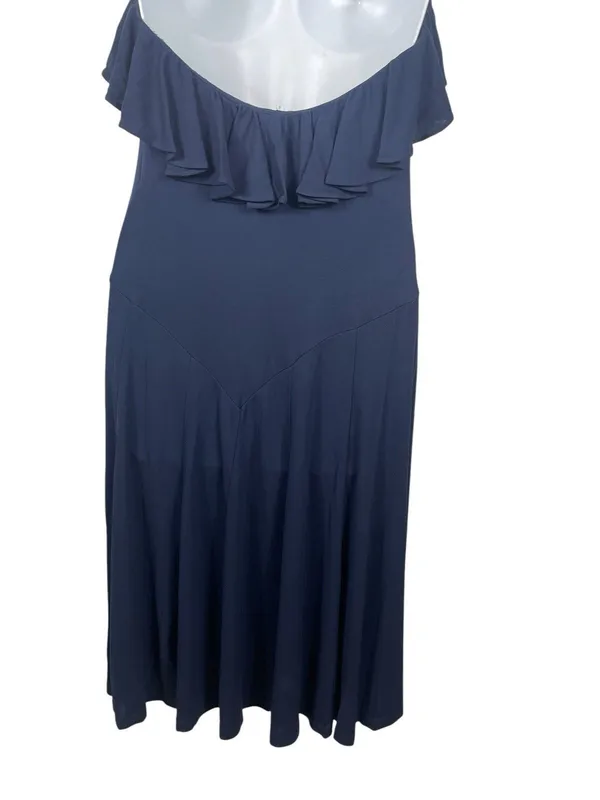 Lauren Ralph Lauren Navy Halter Cocktail Dress Gold Chain Neck Keyhole 8 - Image 8