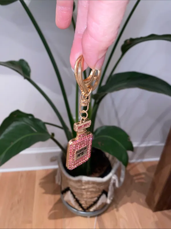 Sparkling Pink Parfum No. 5 Bottle Keychain - Image 4