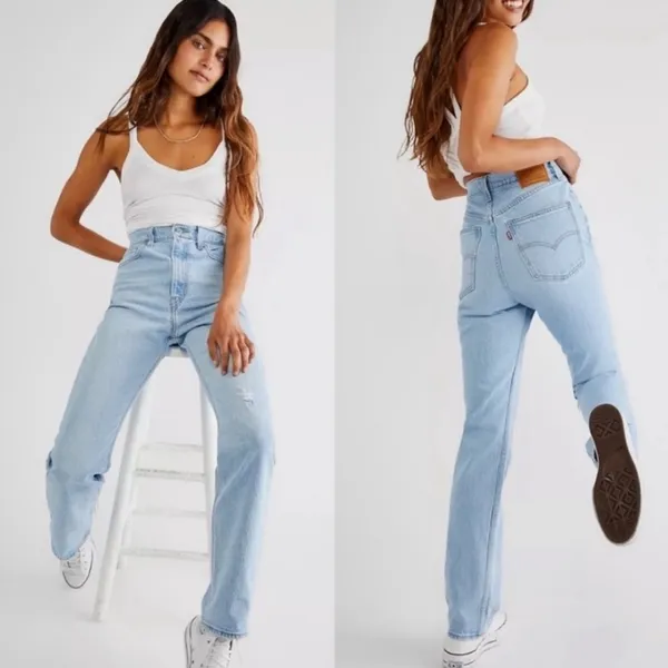 Levi's 70s high slim straight light jeans size‎ 32 light wash - Image 3