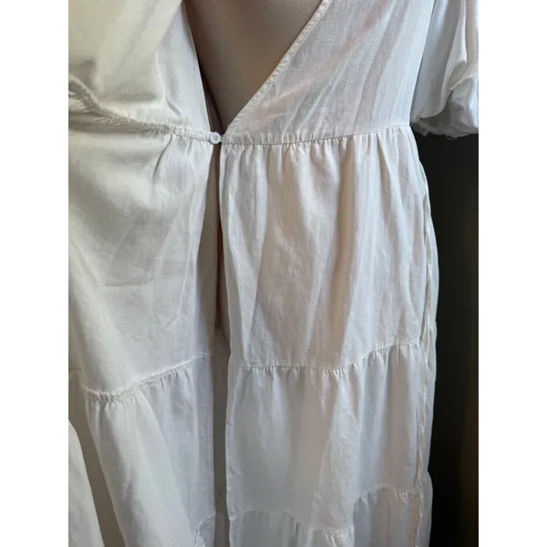 Nasty Gal White Wrap Dress Puff Sleeve Tiered Midi boho resort dainty whimsi y 6 - Image 5
