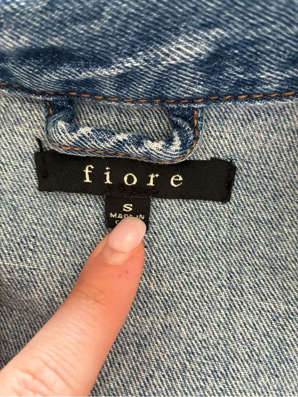 Fiore Oversized Denim Jacket with Beach Detail Womens Small - Image 2