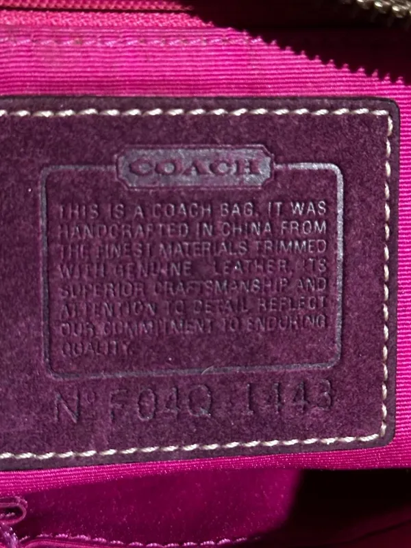Vintage Y2K Coach Gallery Hampton Signature C Burgundy Suede Canvas Purse Jacqua - Image 7
