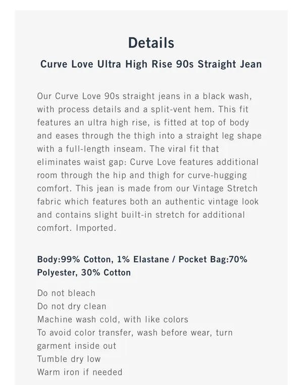 Abercrombie & Fitch Curve Love Ultra High Rise 90s Straight Jean Sz 8/29 - Image 5