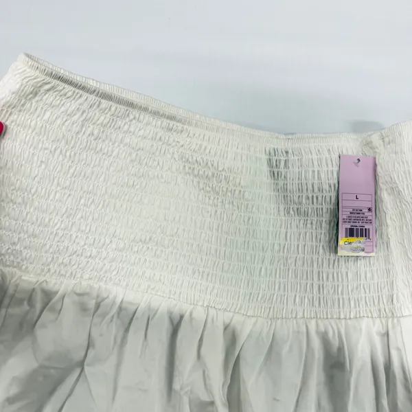 Wild Fable White Smocked Waist Side Slit Midi Skirt‎ Womens size L NWT - Image 4