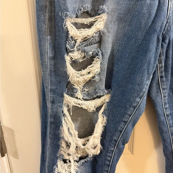 KanCan Distressed Mom Fit Blue Boot Cut Jeans - Image 4