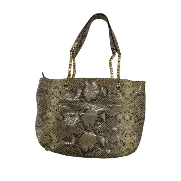 Michael Kors Brown Python Snakeskin Leather‎ Shoulder Bag Chain Strap Embossed - Image 2