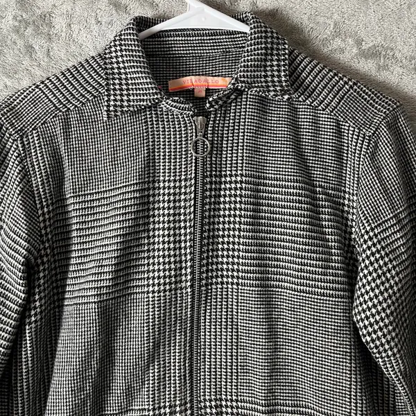 Vilagallo Checked Fringe Zip Up Wool Dress Black White Houndstooth Size 36 US‎ 4 - Image 10
