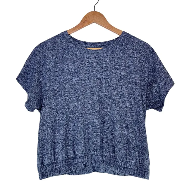 Velocity Short Sleeve Heather Active Crop Top Blue Size x-large - Image 2