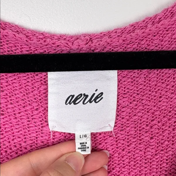 Aerie Voop Sweater Oversized Pink Women’s Size Large Cotton Relaxed Beachy - Image 5