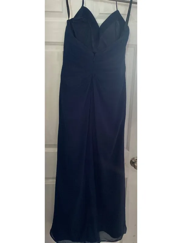Gather & Gown Size 12 Navy Formal Gown Sweetheart Ruched Chiffon Wedding Guest - Image 8