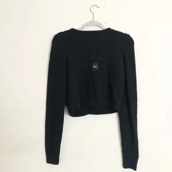 Alo Yoga Snuggle Up Sweater Cropped Cardigan Black XS - Image 7