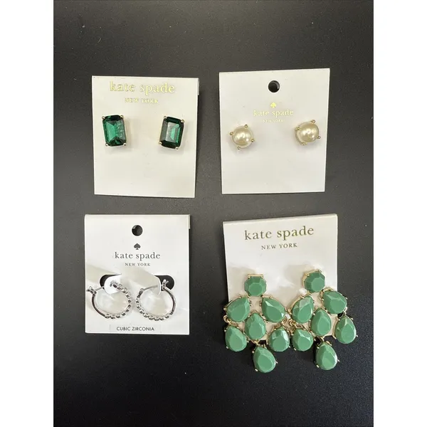 NWT Kate Spade NEW YORK Set of 4 Earrings Lot Comes in Original Card - Image 2