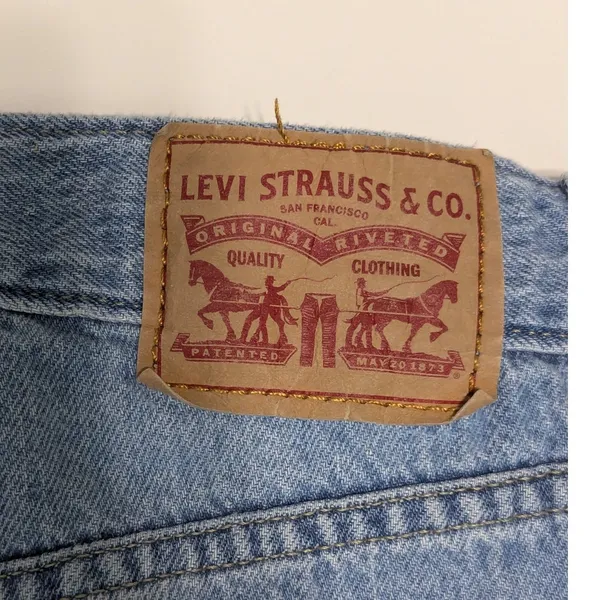 Levi's High Waisted Straight Jeans Light Wash Blue Cotton Hemp Relaxed Fit Baggy - Image 4