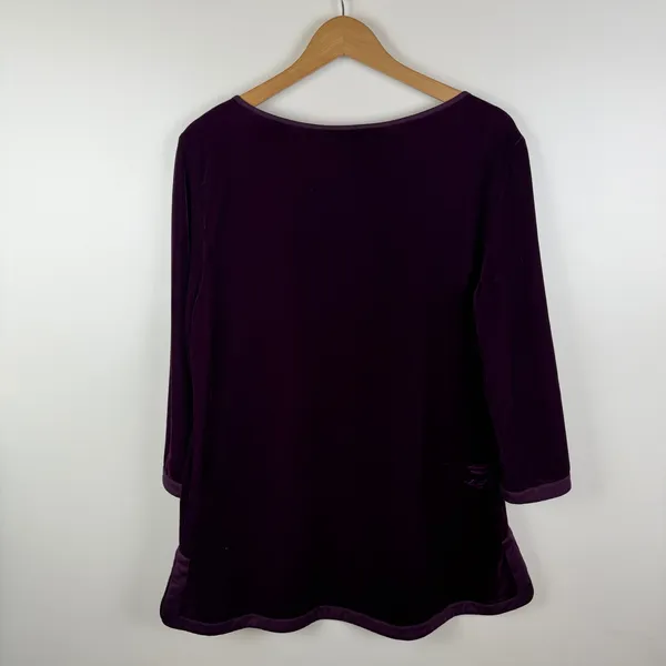 Soft Surroundings Velvet Tunic Top Sz‎ L/XL Purple Soft Comfy Royal Holiday Boho - Image 3