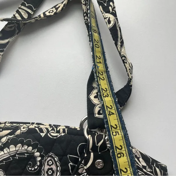 Vera Bradley Midnight Paisley Cotten Toggle Tote Black White Paisley Shoulder - Image 6