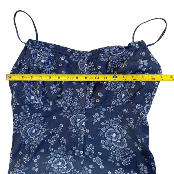 Madewell Womens NWT Blue Floral Midi Sundress Spaghetti Straps Button size 2 - Image 4