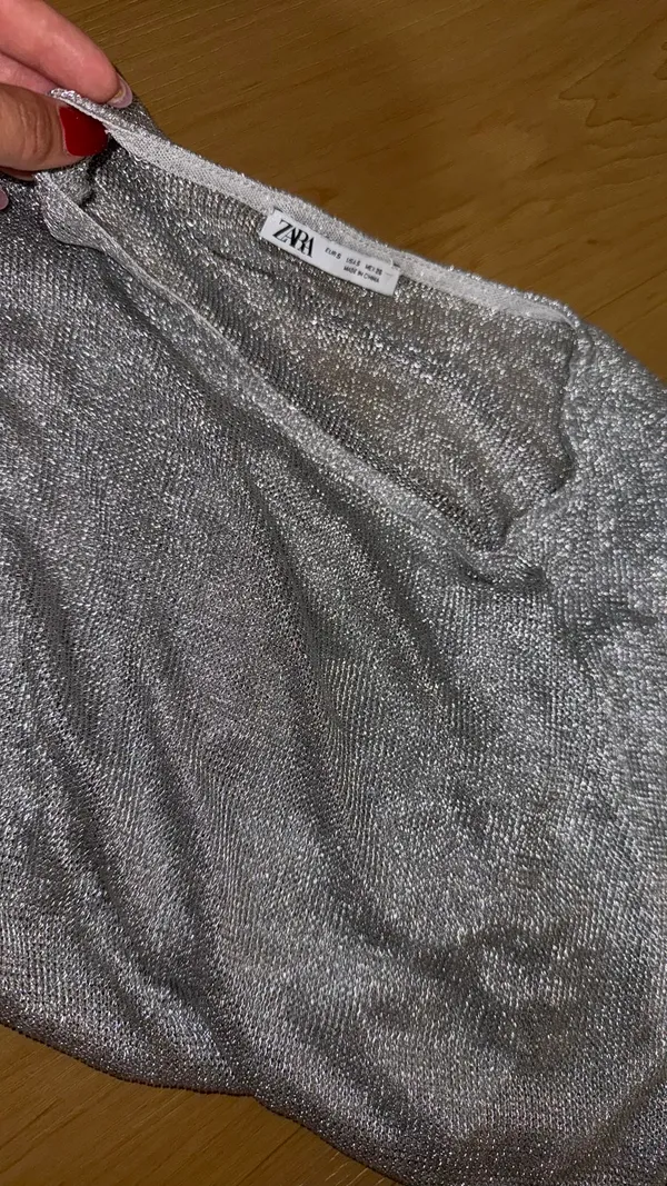 ZARA Silver Top Metallic long sleeve - Image 4