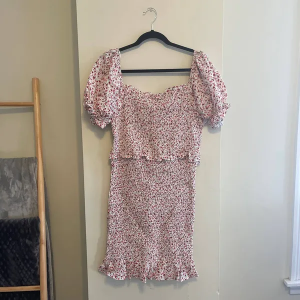 Sweet Rain Pink Floral Smocked Puff Sleeve Dress Size XL - Image 3