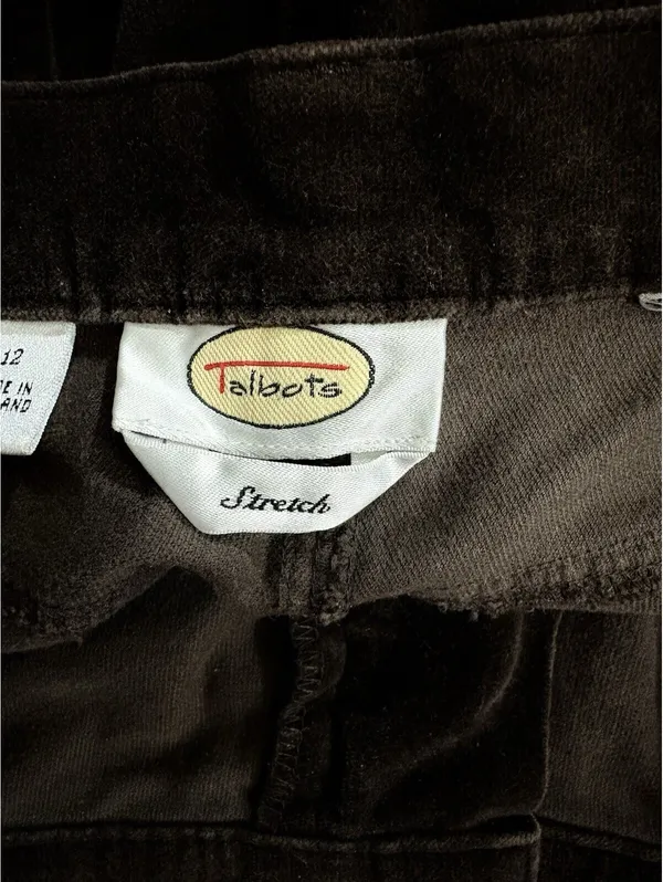Talbots Size 12 Brown Velvet Corduroy Leg Pants Stretch - Image 4