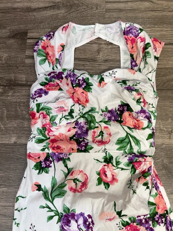 Belle Poque Floral Cutout Bodycon Midi Dress Multicolor Size 2 - Image 4