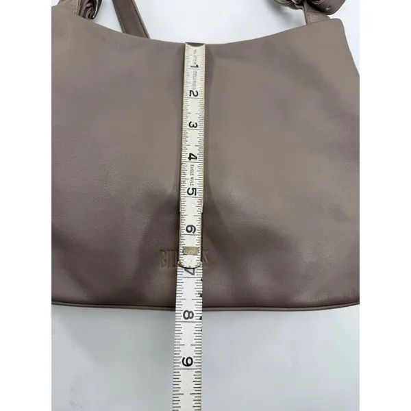 Bill Blass Studio Taupe Leather Shoulder Bag Multi Compartment Silver Buckle - Image 7