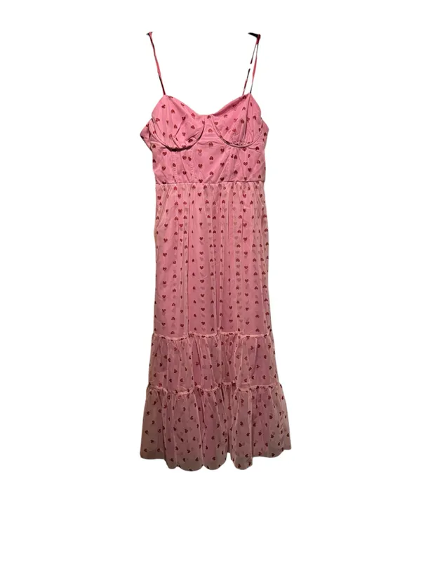 Betsey Johnson Pink Heart Tulle Midi Dress NWT – Romantic Tiered Sweetheart Style - Image 2