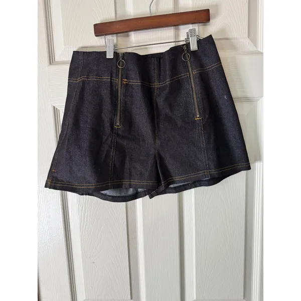 Unique Vintage Denim Shorts High Waist Stretch Black‎ w/ Pockets Size L - Image 12