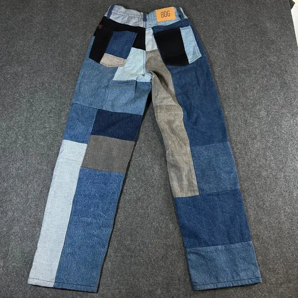 BDG High-Rise Baggy Patchwork Jeans Multi-Color Embroidered Denim Size 27 Boho - Image 2