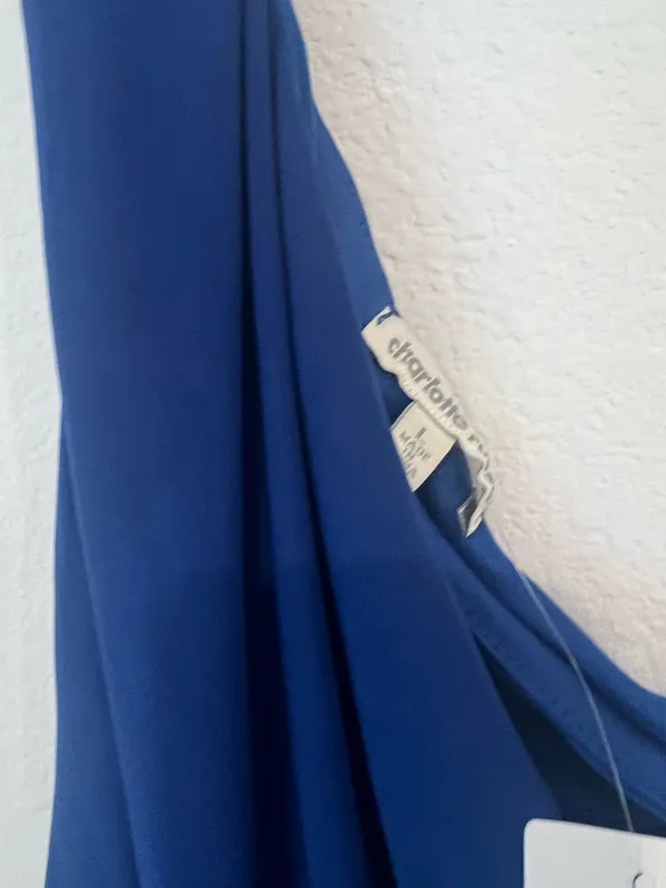 Royal Blue One-Shoulder Draped Women’s Dress Size L by Charlotte Russe - Image 3