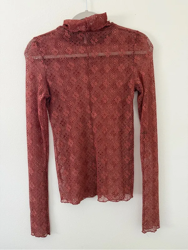 Free People Sweet Memories Dainty Boho Chic Earthy Lace Long Sleeve size small - Image 10