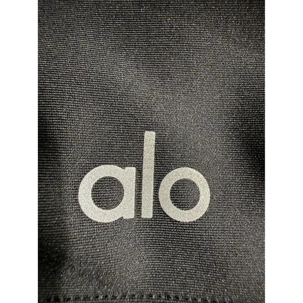 Alo Yoga‎ Womens Black Racerback Sports Bra Size S Solid Scoop Neck Logo Worn - Image 4