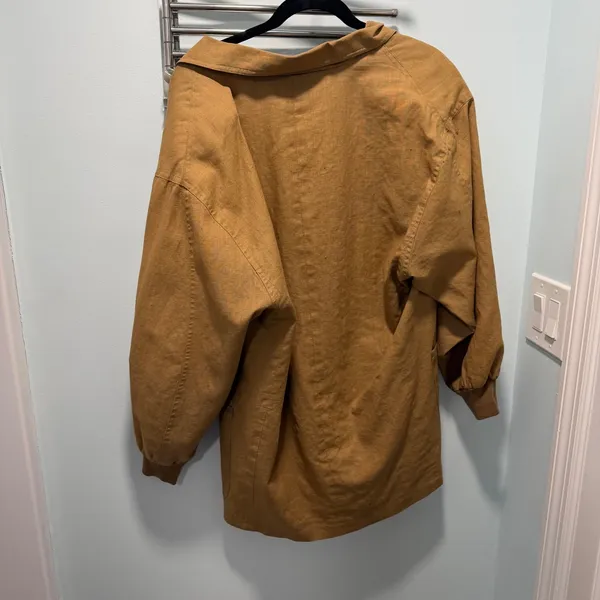 Adam Douglass Vintage L Tan Ramie Cotton Single Button Blazer Jacket - Image 5