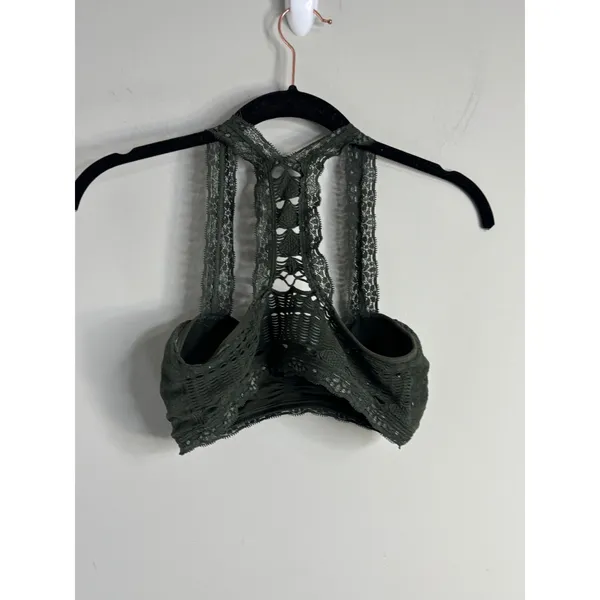 Altar'd State Lace Bralette Womens S/M Green Crochet Racerback‎ Boho Strappy Bra - Image 3