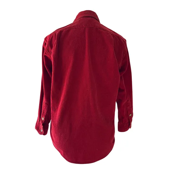 Vintage ‘90s Polo by Ralph Lauren Red Corduroy 3/4 Sleeve Button Front Shirt - Image 5