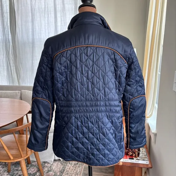Rafaella Weekend Equestrian‎ Style Navy Diamond Quilted Jacket Petite Medium PM - Image 13