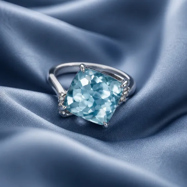 & Other Stories Gorgeous Stainless Steel Silver w/ Gorgeous Frosted Blue/W Color Gemstone Size 6 - Image 3