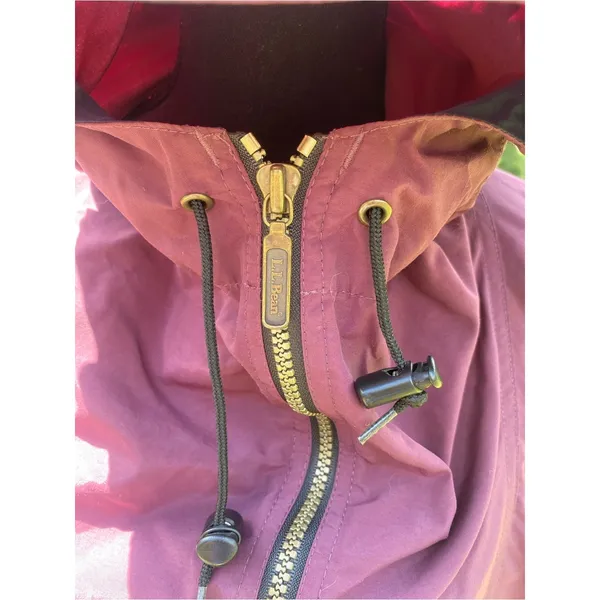 L.L. Bean Plum Hooded Utility Anorak with Navy Trim Vintage Unisex Windbreaker - Image 2