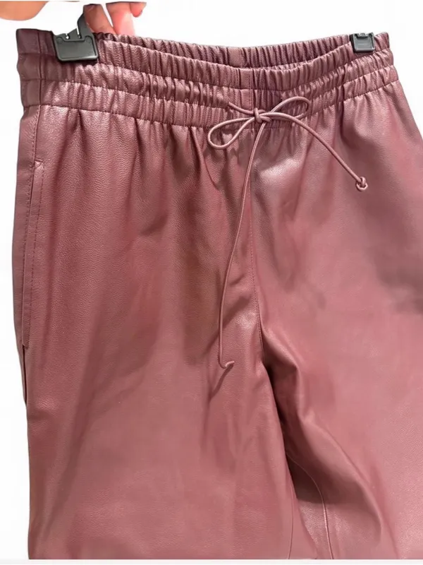 Women's Faux Leather Drawstring Waist Pants size S or 26-27 - Image 5