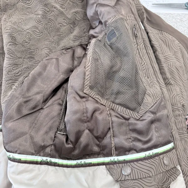 Helly Hansen Two-Tone Brown and Cream Ski Snowboard Coat Jacket Women's Medium - Image 9