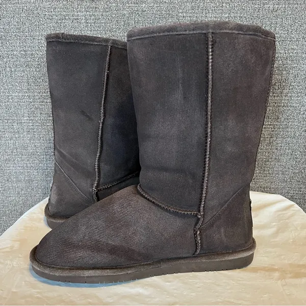 BearPaw Women’s Elle Tall Classic‎ Brown Suede Boots Sz 11 Winter Preppy Comfort - Image 3