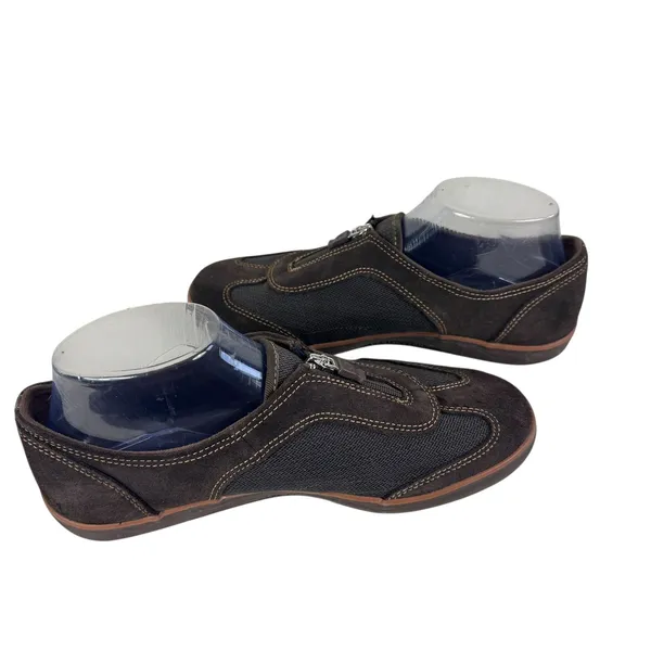 Grasshoppers Brown Suede & Mesh Slip On Zip Up‎ Comfort Flat Shoes Women's 8W - Image 4