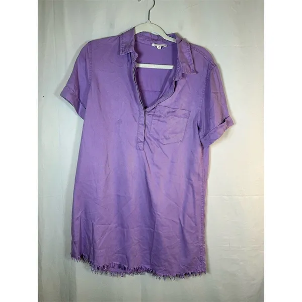 Day + Moon Shirt Dress Womens Size S Purple Denim Mini Short Sleeve - Image 3